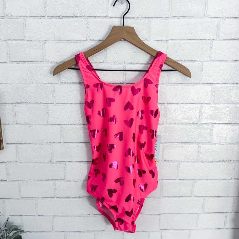 CAT & JACK Pink Heart One Piece Swimsuit
